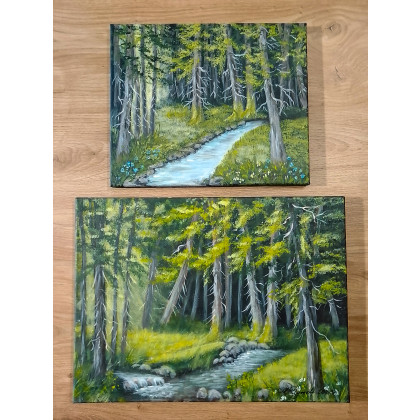 Marzena Dymek - obrazy akryl - WYPRZEDAŻ KOLEKCJI - DYPTYK NATURY W GŁĘBI LASU foto #2