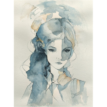 Dziewczyna ze snu, Akwarela 24x32 cm, Joanna Tomczyk, obrazy akwarela