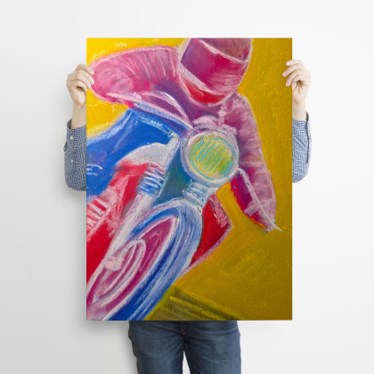 Justyna Jaszke - plakaty - Plakat A3 Motocyklista reprodukcja pasteli suchych foto #2