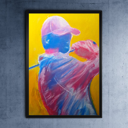 Plakat A3 Golfista reprodukcja pasteli suchych, Justyna Jaszke, plakaty