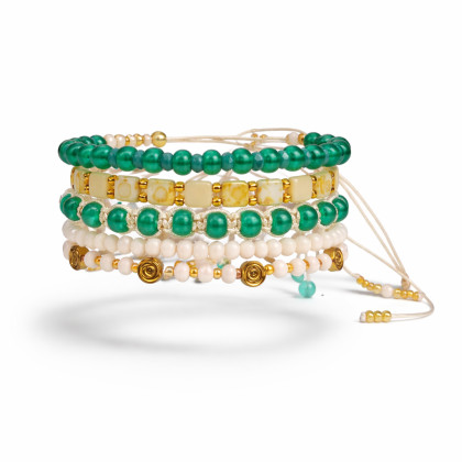 Długi Naszyjnik Boho z Zielonych Szklanych Korali – Ręcznie Pleciony z Regulowanym Zapięciem, unikatart, bransoletki