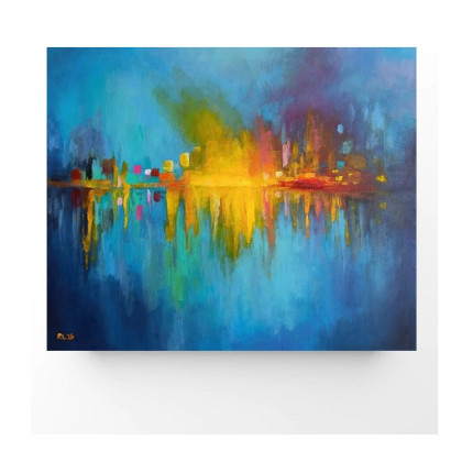 Pejzaż abstrakcyjny  - obraz akrylowy 50/60 cm, Paulina Lebida, obrazy akryl