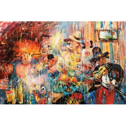 Uczta w buduarze...., Dariusz Grajek, olej + akryl