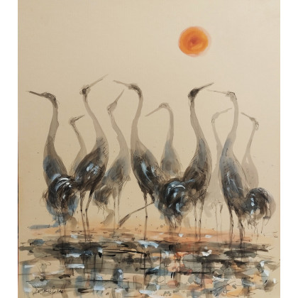 Żurawiniec w słońcu...., Dariusz Grajek, obrazy tech. mieszana