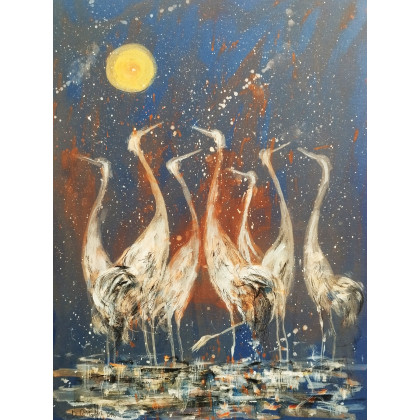 Żurawinie nocą...., Dariusz Grajek, obrazy tech. mieszana