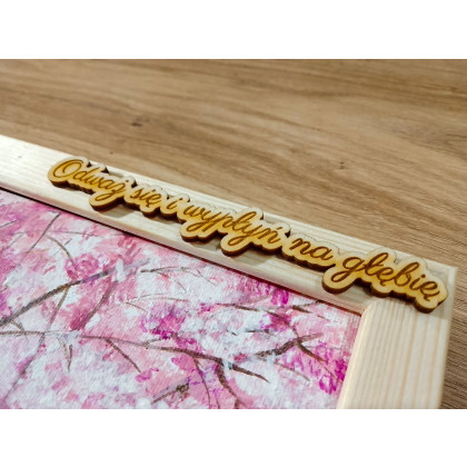 Marzena Dymek - obrazy akryl - GOTOWY PEJZAŻ NA PREZENT - RĘCZNIE MALOWANY OBRAZ PULS W RÓŻU Z RAMĄ I MOTTO foto #2