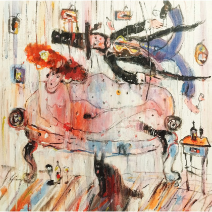 Dariusz Grajek - olej + akryl - Skrzypek i dziewczyna... foto #1