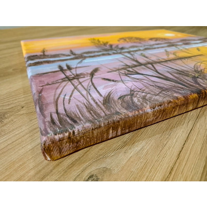 Marzena Dymek - obrazy akryl - KLASYCZNY PEJZAŻ W ELEGANCKIM WYDANIU MALOWANY NA PŁÓTNIE -W ZŁOCISTYCH REFLEKSACH foto #3