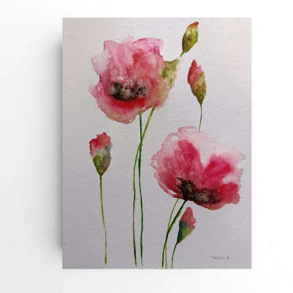 Paulina Lebida - obrazy akwarela - Maki-  akwarela  formatu 32/24 cm foto #1