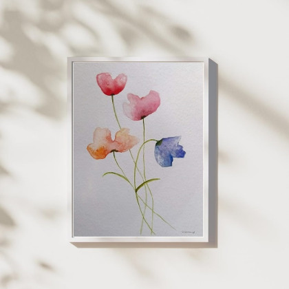 Kwiaty-  akwarela  formatu 32/24 cm, Paulina Lebida, obrazy akwarela