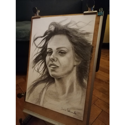 Dariusz Kaźmierczak - rysunek węglem - Na wietrze foto #1