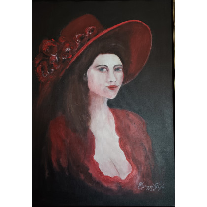Portret Kobiety w Czerwieni, Ryszard Ryś, obrazy akryl