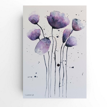 Kwiaty -  akwarela formatu A5, Paulina Lebida, obrazy akwarela