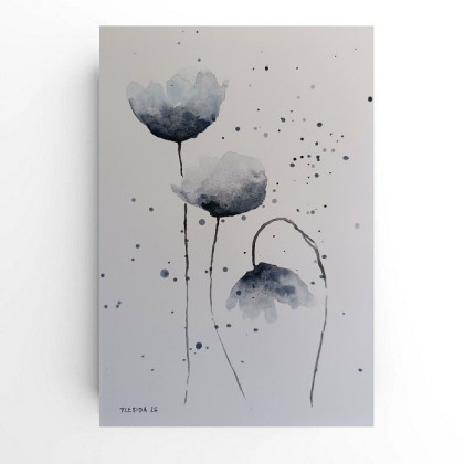 Kwiaty -  akwarela formatu A5, Paulina Lebida, obrazy akwarela