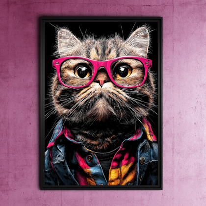 Hipsterski Kot Czesław - grafika na plakacie na A3, Justyna Jaszke, plakaty