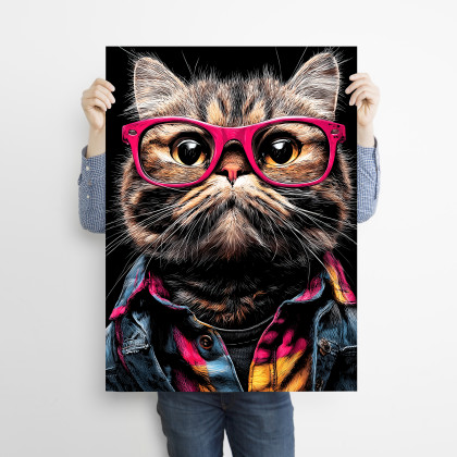 Justyna Jaszke - plakaty - Hipsterski Kot Czesław - grafika na plakacie na A3 foto #1