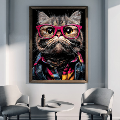 Justyna Jaszke - plakaty - Hipsterski Kot Czesław - grafika na plakacie na A3 foto #2