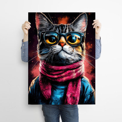 Justyna Jaszke - plakaty - Hipsterski Kot Edzik - grafika na plakacie na A3 foto #1