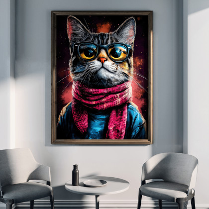 Justyna Jaszke - plakaty - Hipsterski Kot Edzik - grafika na plakacie na A3 foto #2