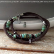 TURQUOISE-BROWN bransoletka z turkusu, bursztynu, rzemienia i srebra