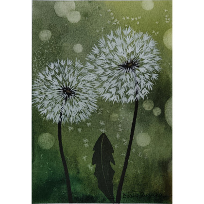 Beata Rudecka - obrazy akwarela - Akwarela DMUCHAWCE 13,5x19 cm. Oryginał foto #2