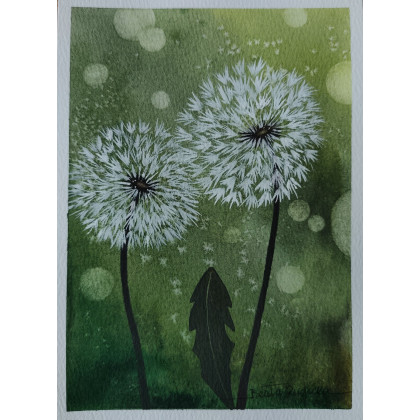Beata Rudecka - obrazy akwarela - Akwarela DMUCHAWCE 13,5x19 cm. Oryginał foto #3