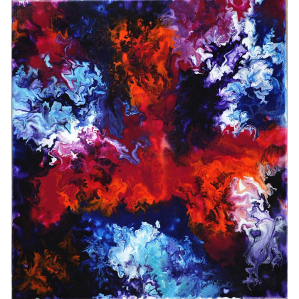 Abstrakcja Kolory 55x60 cm ręcznie malowany, Joanna Bilska, obrazy akryl