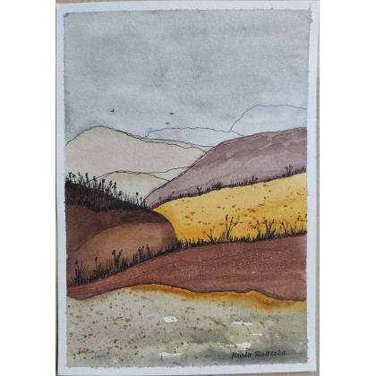Beata Rudecka - obrazy akwarela - Oryginalna Akwarela 19x27 Góry Pejzaż Unikat Hand-made foto #2