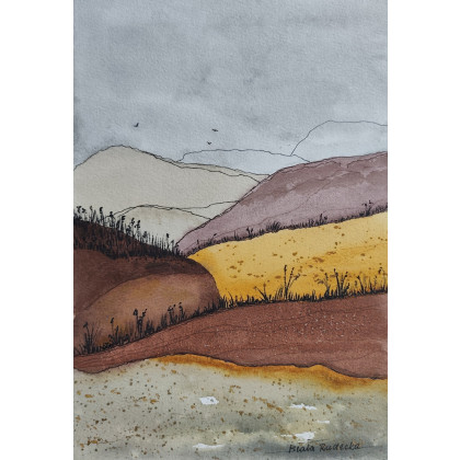 Beata Rudecka - obrazy akwarela - Oryginalna Akwarela 19x27 Góry Pejzaż Unikat Hand-made foto #3