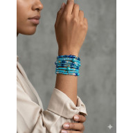EKSKLUZYWNY ZESTAW BRANSOLETEK BEADED W ODCIENIACH OCEANU - HOWLIT, HEMATYT I SZKŁO