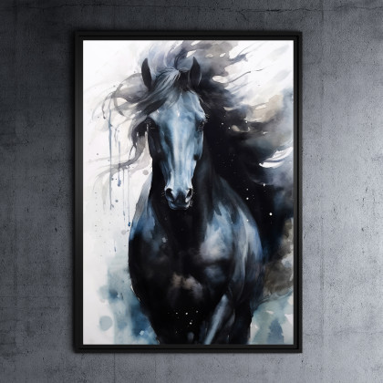 Portret konia 4 - grafika na plakacie na A3, Justyna Jaszke, plakaty