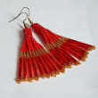 Kolczyki BOHO Ręcznie Robione Kolczyki Boho – Czerwone Kaskady z Koralików (7 cm)