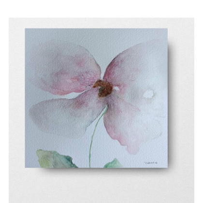 Kwiatek - akwarela formatu 20/20 cm, Paulina Lebida, obrazy akwarela