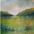 Łąka- akwarela formatu 20/20 cm