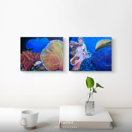 underwater kompozycja 50x40x1 cm, Krystyna Mościszko, obrazy akryl