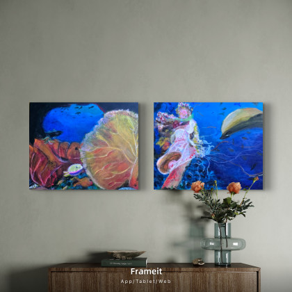 Krystyna Mościszko - obrazy akryl - underwater kompozycja 50x40x1 cm foto #1