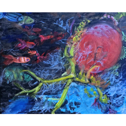 Krystyna Mościszko - obrazy akryl - underwater kompozycja 50x40x1 cm foto #1