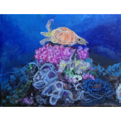 Krystyna Mościszko - obrazy akryl - underwater kompozycja 50x40x1 cm foto #2