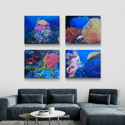 Krystyna Mościszko - obrazy akryl - underwater kompozycja 50x40x1 cm foto #2