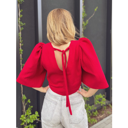 Marta Hajduk-Pawlica - bluzki - Red - muślinowa bluzka z rozkloszowanymi rękawkami foto #3