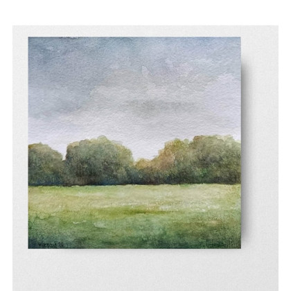 Pejzaż- akwarela formatu 20/20 cm, Paulina Lebida, obrazy akwarela