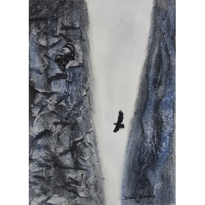 Beata Rudecka - obrazy akwarela - Akwarela pt: Wysoko w Górach  (21x28 cm) foto #1