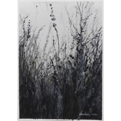 Jolanta Frankiewicz - obrazy akwarela - Łąka- monochromatyczna akwarela A3 foto #2