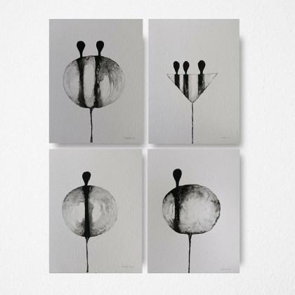 Postacie-  cztery akwarele  formatu 32/24 cm, Paulina Lebida, obrazy akwarela