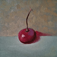 OBRAZ NA PŁÓTNIE RĘCZNIE MALOWANY FARBAMI OLEJOWYMI CZEREŚNIA 15X15 MINIATUROWY