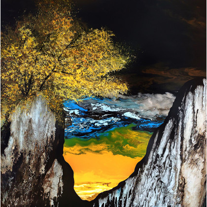 Cliff with tree, Felix Guenther, obrazy akryl