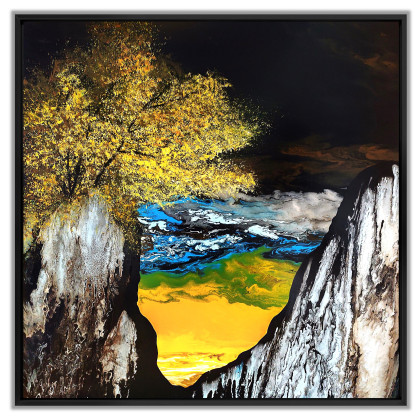 Felix Guenther - obrazy akryl - Cliff with tree foto #3