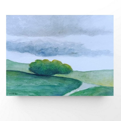Pejzaż- akwarela formatu 18/24 cm, Paulina Lebida, obrazy akwarela