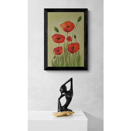 Yulia Szczerbak - obrazy olejne - Obraz na płótnie ręcznie malowany farbami olejowymi Maki 20x30 miniaturowy foto #4