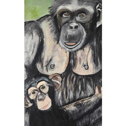Ewa Mościszko - obrazy tech. mieszana - Trzymam się mamy/ obraz akrylowy, na płótnie,  60x40x1cm foto #3